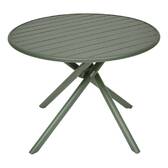 Mesa de jardín redonda NEBULLIA Verde laurel 4 plazas - Aluminio tratado con epoxi, Tratamiento anticorrosión reforzado Laurel