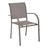 Silla de jardín con reposabrazos PIAZZA Avellana / Café Acero tratado con epoxi, Aluminio tratado con epoxi, Texaline Avellana / Café