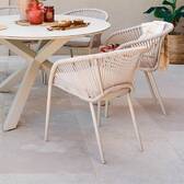 Silla de jardín con reposabrazos ORYON Arcilla Aluminio tratado con epoxi, Olefina Arcilla