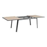 Mesa de jardín rectangular extensible PAVANE Trufa / Grafito 10 plazas - Aluminio tratado con epoxi, Vidrio templado Trufa / Grafito