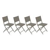 Set de 4 sillas de jardín plegables MODULA Avellana / Café Acero recubierto de epoxi, Texaline Avellana / Café
