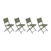 Set de 4 sillas de jardín plegables MODULA Verde laurel Acero recubierto de epoxi, Texaline Laurel