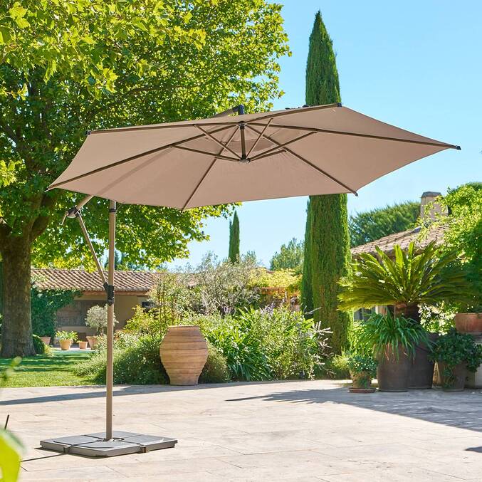 Parasol lateral redondo MANOA Café 3 m - Acero, Poliéster Café