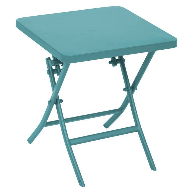 Mesa auxiliar de jardín plegable cuadrada GREENSBORO Verde ópalo 40 x 40 cm - Acero, Tratamiento Antioxidante Reforzado Verde ópalo