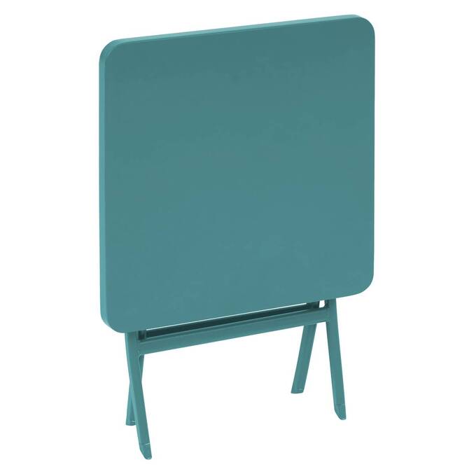Mesa auxiliar de jardín plegable cuadrada GREENSBORO Verde ópalo 40 x 40 cm - Acero, Tratamiento Antioxidante Reforzado Verde ópalo