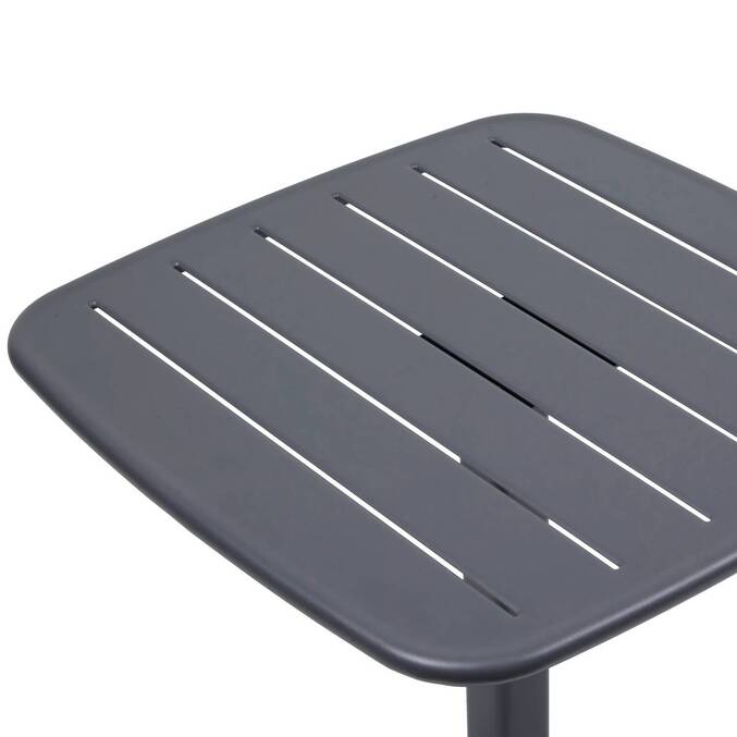 Mesa de jardín cuadrada ALEGORIA Grafito 2 plazas - Acero tratado con epoxi, Tratamiento antioxidante reforzado Grafito