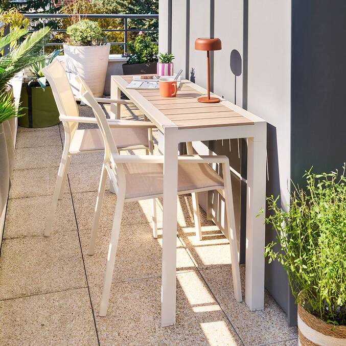Mesa de jardín ÉVASION Beige Lino 2 plazas - Aluminio tratado con epoxi Lino / Arcilla