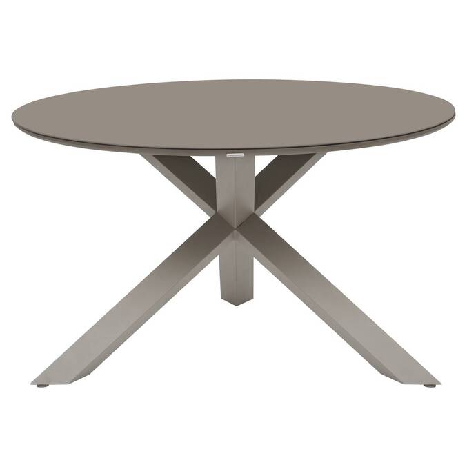 Mesa de jardín redonda ORYON Café 6 plazas - Aluminio tratado con epoxi, Vidrio3443