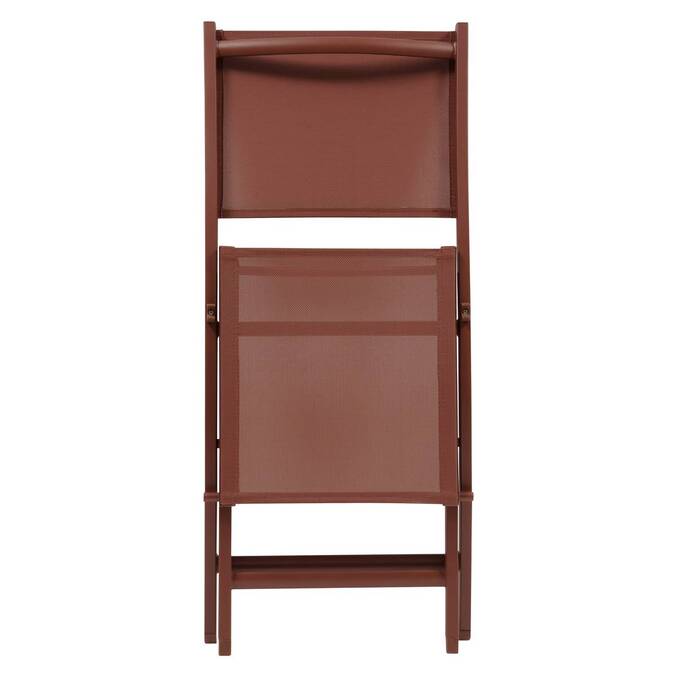 Set de 4 sillas de jardín plegables ESSENTIA Caoba Acero tratado con epoxi, Aluminio tratado con epoxi, Texaline Marrón Caoba
