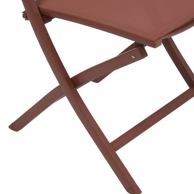 Set de 4 sillas de jardín plegables ESSENTIA Caoba Acero tratado con epoxi, Aluminio tratado con epoxi, Texaline Marrón Caoba