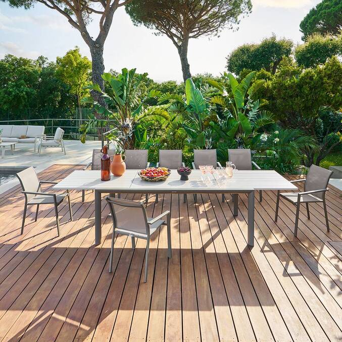 Mesa de jardín rectangular extensible LUZANE Arcilla / Café 12 plazas - Aluminio3854