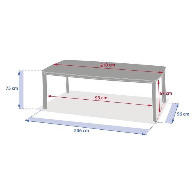 Mesa de jardín rectangular NELORA Beige cuerda / Miel 8 plazas - Aluminio tratado con epoxi, Piedra sinterizada3846