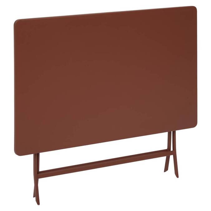 Mesa de balcón plegable GREENSBORO Caoba 4 plazas - Acero, Tratamiento antióxido reforzado Marrón Caoba