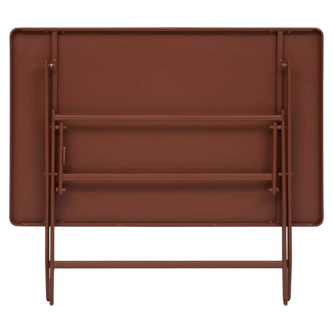 Mesa de balcón plegable GREENSBORO Caoba 4 plazas - Acero, Tratamiento antióxido reforzado Marrón Caoba