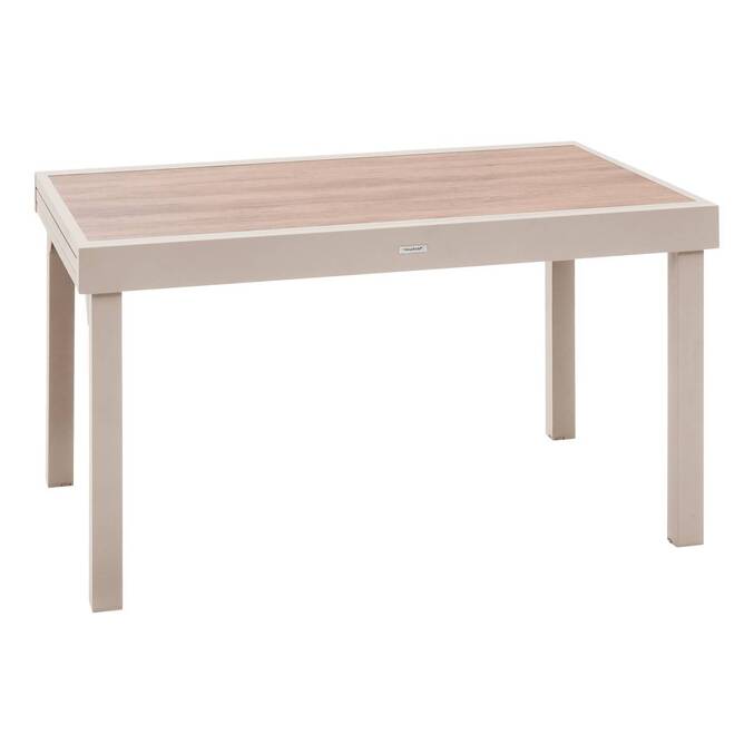 Mesa de jardín rectangular extensible PIAZZA Espelta / Arcilla 12 plazas - Aluminio con recubrimiento de epoxi, Vidrio templado Espelta / Arcilla