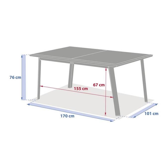 Mesa de jardín rectangular extensible PAVANE Malta / Arcilla 10 plazas - Aluminio tratado con epoxi, Vidrio templado3866