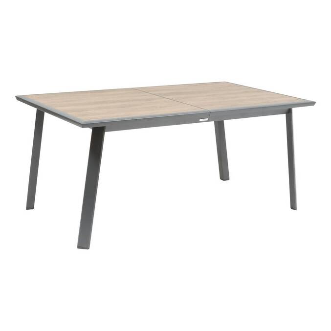 Mesa de jardín rectangular extensible PAVANE Trufa / Grafito 10 plazas - Aluminio tratado con epoxi, Vidrio templado3861