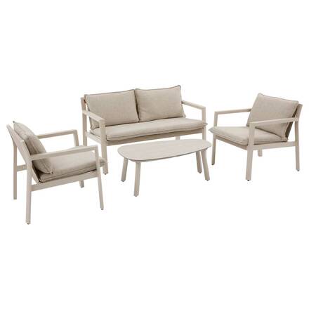 Conjunto de jardín FLOVIA Arcilla 4 plazas - Aluminio tratado con epoxi, Texaline