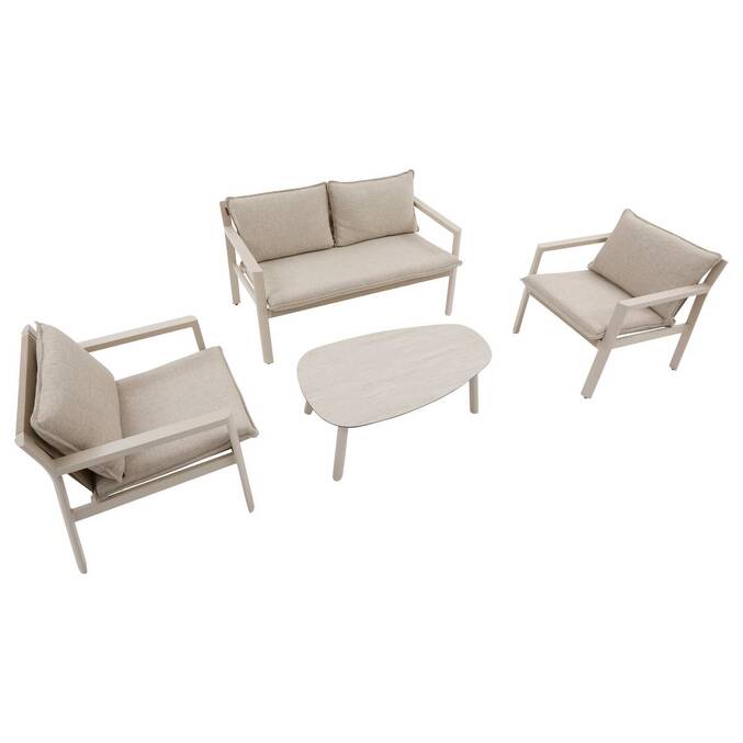Conjunto de jardín FLOVIA Arcilla 4 plazas - Aluminio tratado con epoxi, Texaline3704