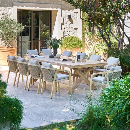 Conjunto mesa de jardín XENIA + 10 sillones PAPOUASIE Eucalipto 10 plazas - Eucalipto certificado FSC®