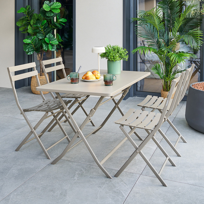 Conjunto mesa de jardín plegable rectangular + 2 sillas GREENSBORO Café 4 plazas - Acero con tratamiento epoxi, Tratamiento antioxidante reforzado Café