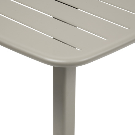 Conjunto mesa alta de jardín cuadrada + 2 sillas altas ALEGORIA Café 2 plazas - Acero con tratamiento epoxi, Tratamiento antioxidante reforzado