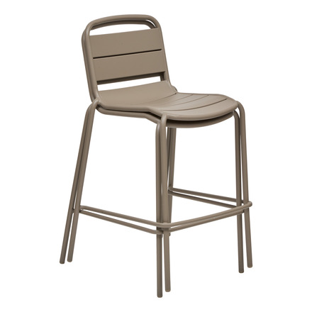 Conjunto mesa alta de jardín cuadrada + 2 sillas altas ALEGORIA Café 2 plazas - Acero con tratamiento epoxi, Tratamiento antioxidante reforzado