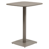 Conjunto mesa alta de jardín cuadrada + 2 sillas altas ALEGORIA Café 2 plazas - Acero con tratamiento epoxi, Tratamiento antioxidante reforzado Café