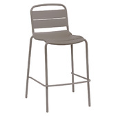 Conjunto mesa alta de jardín cuadrada + 2 sillas altas ALEGORIA Café 2 plazas - Acero con tratamiento epoxi, Tratamiento antioxidante reforzado Café