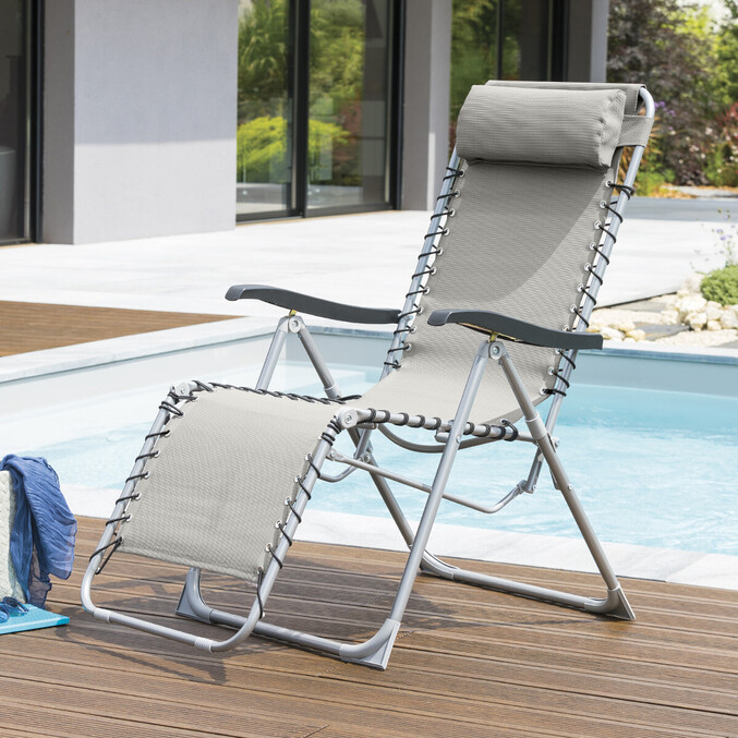 Fauteuil Relax Jardin Hespéride Silos - Coloris Taupe | Assise Confortable, Charge 110kg