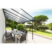 Pergola adossée BELIZE Graphite 4 x 3 m - Structure en aluminium et polycarbonate Graphite