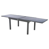 Table de jardin extensible PIAZZA Graphite 10 places - Aluminium traité époxy, Verre trempé Graphite