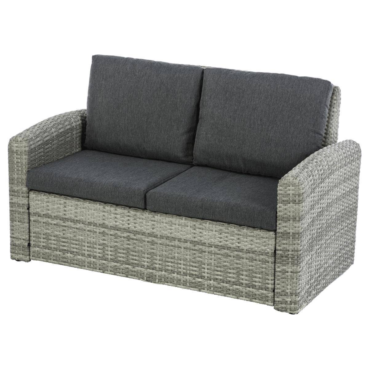 Salon de jardin POLYNÉSIA Havane 4 places - Aluminium traité époxy, Résine tressée, Polyester Havane