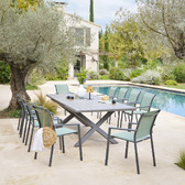 Table de jardin extensible AXIOME Ardoise granitée 10 places - Aluminium traité époxy Ardoise granitée