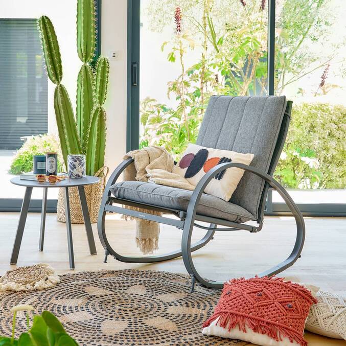 Table d'appoint de jardin rond SAONA Graphite 50 x 45 cm - Acier traité époxy, Traitement anti-rouille renforcé3500