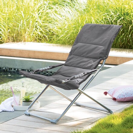 Fauteuil relax de jardin MILOS Ardoise Acier, Polyester - Ancien prix : 49,99€ Ardoise