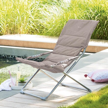 Fauteuil relax de jardin MILOS Taupe Acier, Polyester - Ancien prix : 49,99€ Taupe