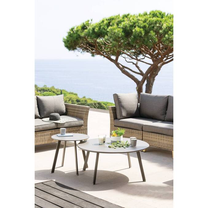 Ombrellone Da Balcone Table Jardin Ronde Yaheetech En Verre Trempé - 70 Cm Avec Trou Parasol - Pour Terrasse Et Balcon - Noir Trou Parasol 4.4cm