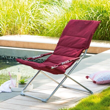 Fauteuil relax de jardin MILOS Bordeaux Acier, Polyester - Ancien prix : 49,99€ Bordeaux