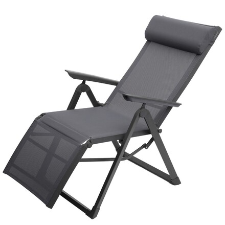 Fauteuil de jardin inclinable DECIMA Ardoise & Gris quartz 8 positions - Aluminium - Ancien prix : 119€ Ardoise / gris quartz