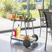 Desserte de jardin 2 étages EASINESS Graphite 2 roues - Aluminium traité époxy Graphite