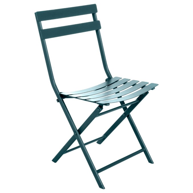 Chaise de jardin pliante GREENSBORO Bleu canard Acier traité époxy, Traitement antirouille renforcé Bleu canard
