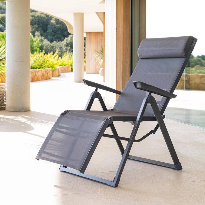 Fauteuil de jardin DECIMA Anthracite / Graphite 8 positions - Aluminium traité époxy, Texaline3509