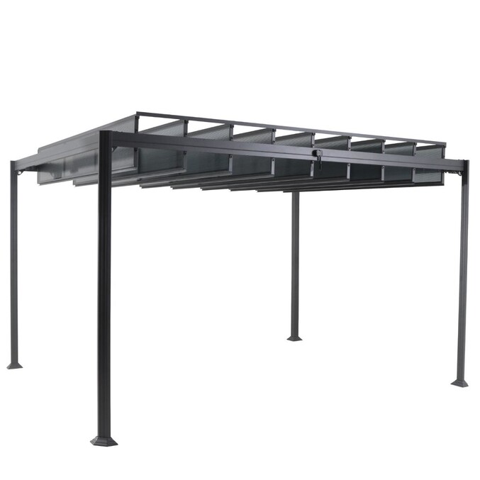 Pergola autoportante BELIZE Graphite 3,8 x 3 m - Structure  en aluminium et polycarbonate Graphite