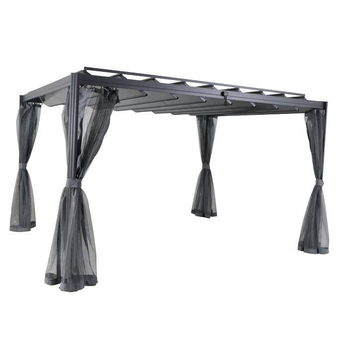 Pergola autoportante BELIZE Graphite 3,8 x 3 m - Structure  en aluminium et polycarbonate Graphite