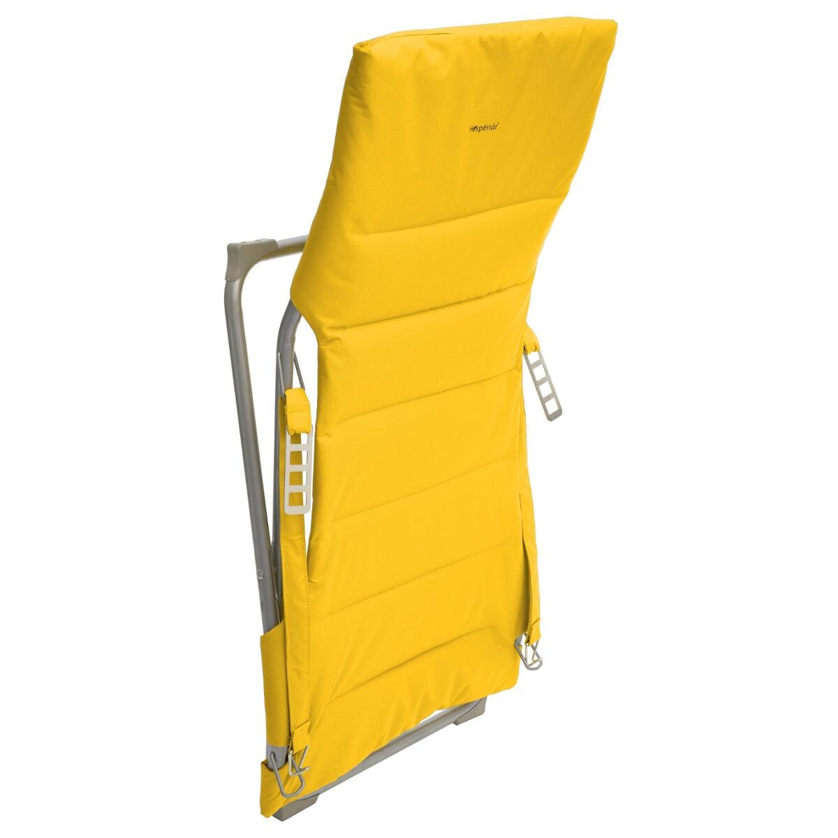 Fauteuil relax de jardin MILOS Jaune moutarde Acier traité époxy, Traitement antirouille renforcé, Polyester matelassé Jaune moutarde