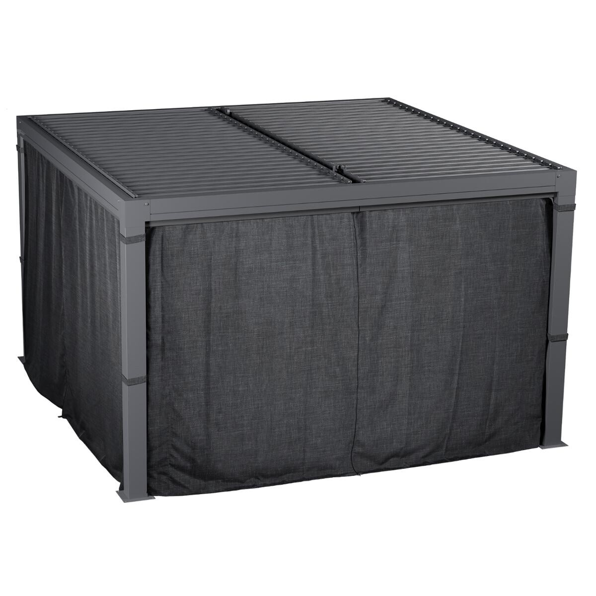 Rideaux pour pergola bioclimatique MAJAÉ Granit Pour MAJAÉ 3,6 x 3,6 m - L. 360 x H. 215 cm - 1 set de 4 rideaux Granit