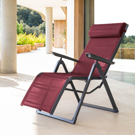 Fauteuil de jardin inclinable DECIMA Bordeaux & Graphite 8 positions - Aluminium - Ancien prix : 119€ Bordeaux / graphite