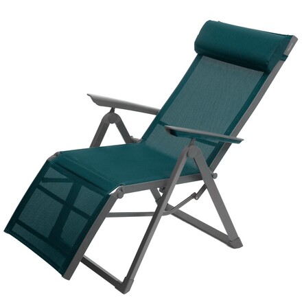 Fauteuil de jardin inclinable DECIMA Bleu canard & Graphite 8 positions - Aluminium - Ancien prix : 119€ Bleu canard / graphite