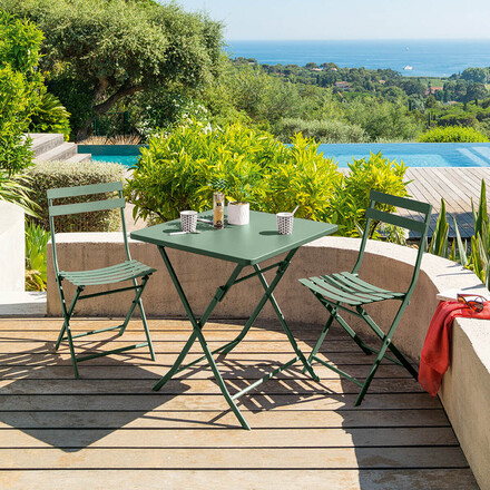 Table de jardin pliante carrée GREENSBORO Vert olive